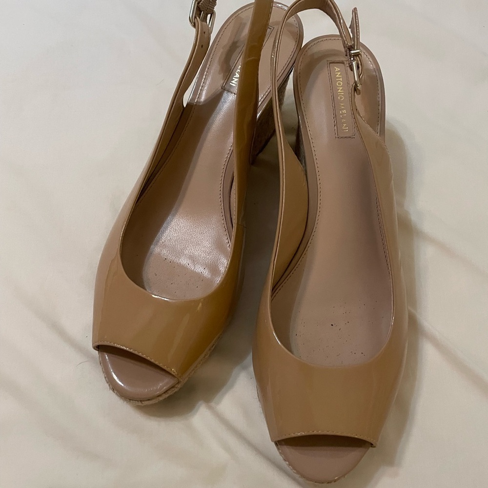 Dillards Tan Block Heel Slingback Shoes